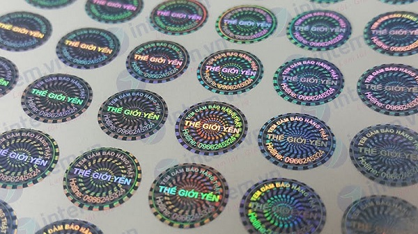mẫu in tem bảo hành 7 màu hình tròn tại Biên Hòa