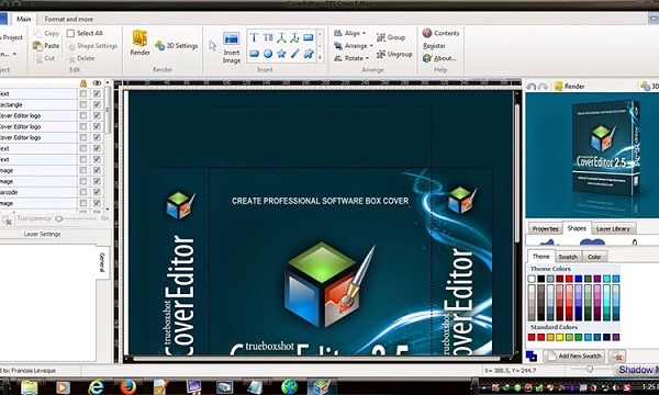 Giao diện phần mềm thiết kế tem nhãn sản phẩm miễn phí TBS Cover Editor